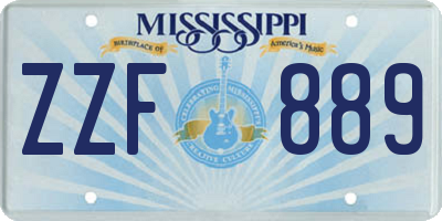 MS license plate ZZF889