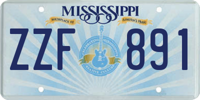 MS license plate ZZF891