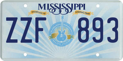MS license plate ZZF893