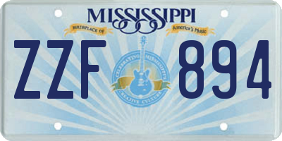 MS license plate ZZF894