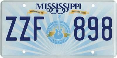 MS license plate ZZF898