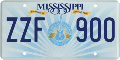 MS license plate ZZF900