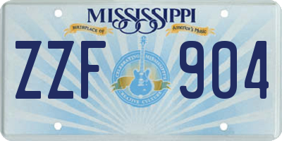 MS license plate ZZF904