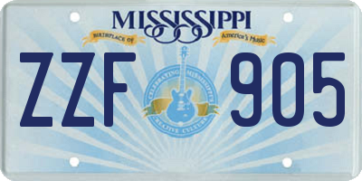 MS license plate ZZF905