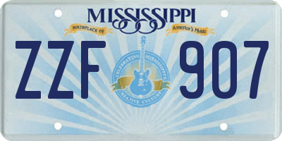 MS license plate ZZF907
