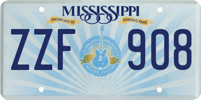 MS license plate ZZF908