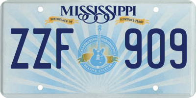 MS license plate ZZF909