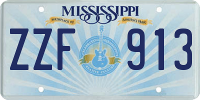 MS license plate ZZF913