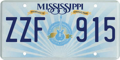 MS license plate ZZF915