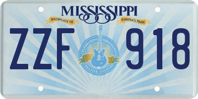 MS license plate ZZF918
