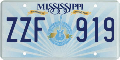 MS license plate ZZF919