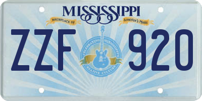 MS license plate ZZF920