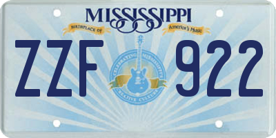 MS license plate ZZF922