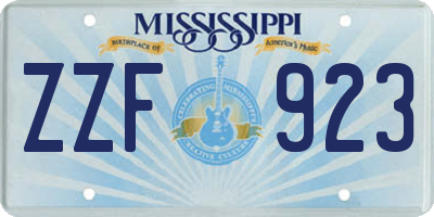 MS license plate ZZF923