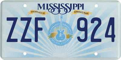 MS license plate ZZF924