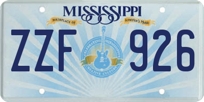 MS license plate ZZF926