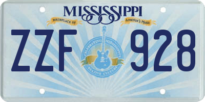 MS license plate ZZF928