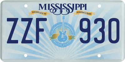 MS license plate ZZF930