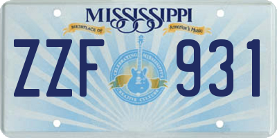 MS license plate ZZF931