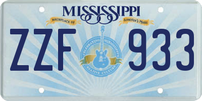 MS license plate ZZF933