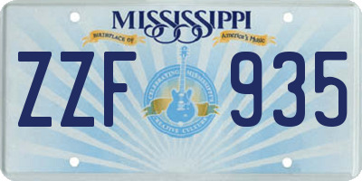 MS license plate ZZF935