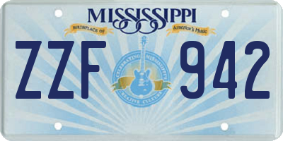 MS license plate ZZF942