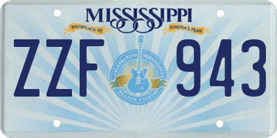 MS license plate ZZF943