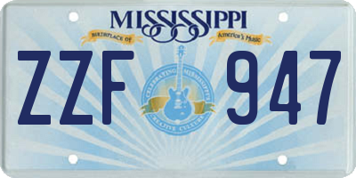 MS license plate ZZF947