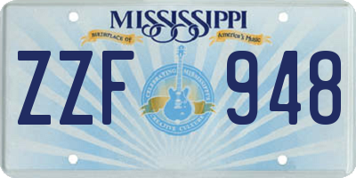 MS license plate ZZF948