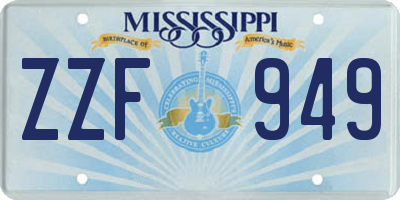 MS license plate ZZF949