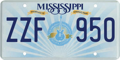 MS license plate ZZF950