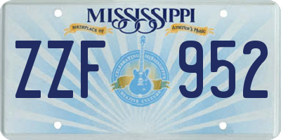 MS license plate ZZF952
