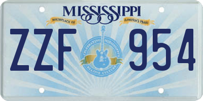 MS license plate ZZF954