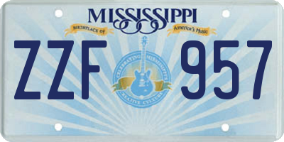 MS license plate ZZF957
