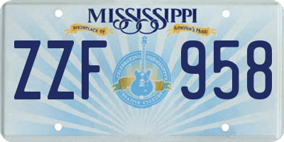 MS license plate ZZF958