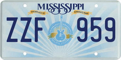 MS license plate ZZF959