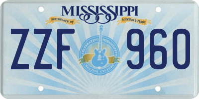 MS license plate ZZF960