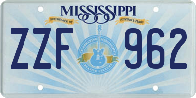 MS license plate ZZF962