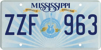 MS license plate ZZF963