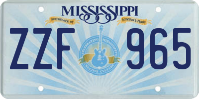 MS license plate ZZF965