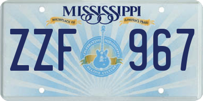 MS license plate ZZF967