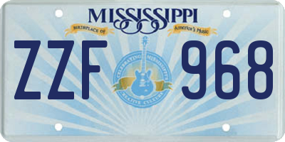 MS license plate ZZF968