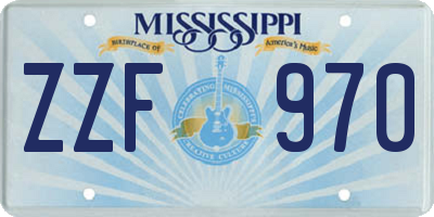 MS license plate ZZF970