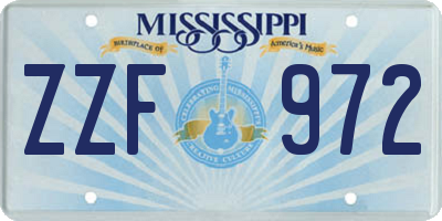 MS license plate ZZF972