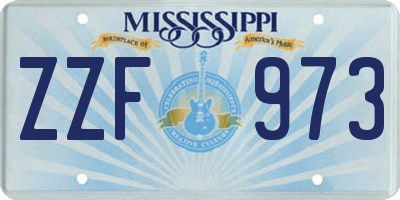 MS license plate ZZF973