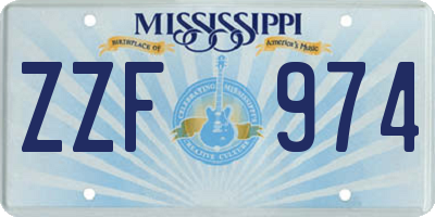 MS license plate ZZF974