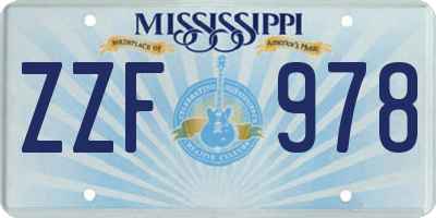 MS license plate ZZF978