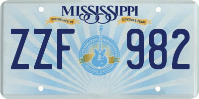 MS license plate ZZF982