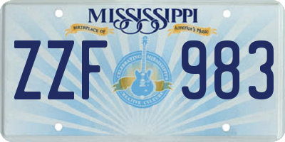 MS license plate ZZF983