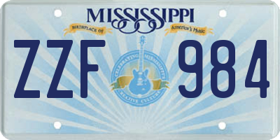 MS license plate ZZF984